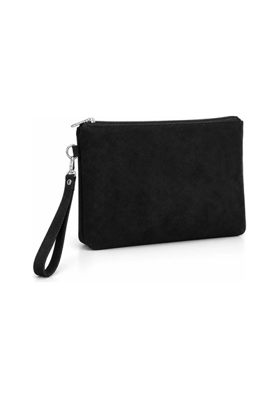 Adelina Bags Süet Portföy El Çantası Bilek Askılı Astarlı Clutch Çanta Siyah
