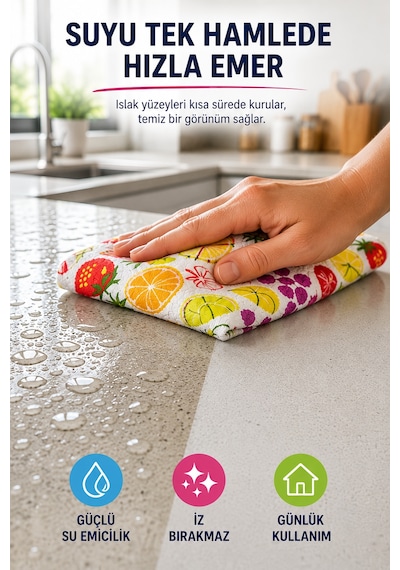 Renkli 3'lü Mikrofiber Temizlik Bezi 35x35 Cm Çok Amaçlı Mutfak Cam Banyo Silme Ve Kurulama Bezi Diğer