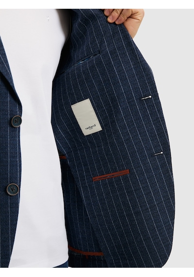 Cacharel Lacivert Çizgili Slim Fit Yün Karışımlı Klasik Ceket