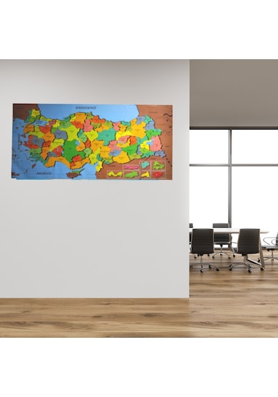 Renkli Türkiye Haritası Manyetik Yapıştırıcı Gerektirmeyen Duvar Stickerı 118 Cm 56 Cm 1
