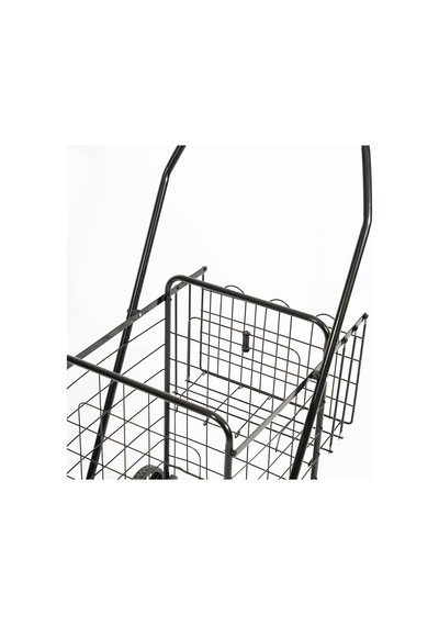 4 Tekerlekli 60 L Katlanabilir Kılıflı Pazar Arabası 360 Dönebilen Metal İskeletli Siyah Alışveriş Arabası