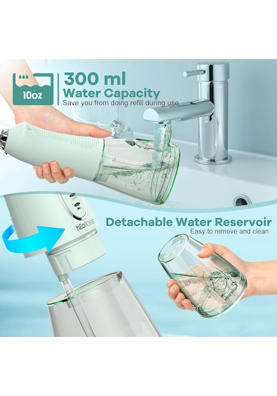 Şarjlı Kablosuz Ağız Duşu, Hızlı Ve Etkili Diş Arası Temizliği 300 Ml Su Hazneli, 5 Modlu, 6 Başlıklı, Ipx7 Su Geçirmez, Diş Taşı Temizliği Yeşil 46374118