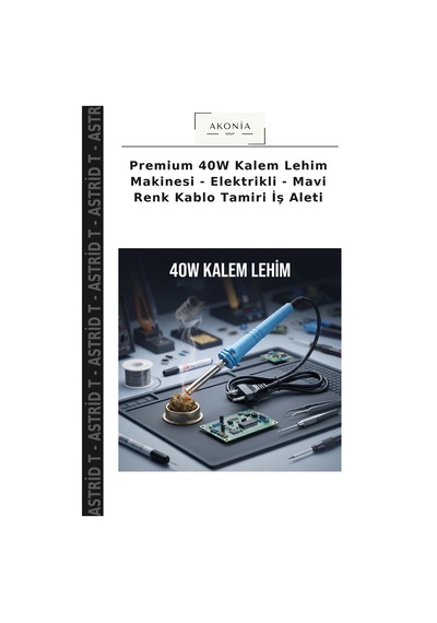 Premium 40w Kalem Lehim Makinesi - Elektrikli - Mavi Renk Kablo Tamiri İş Aleti
