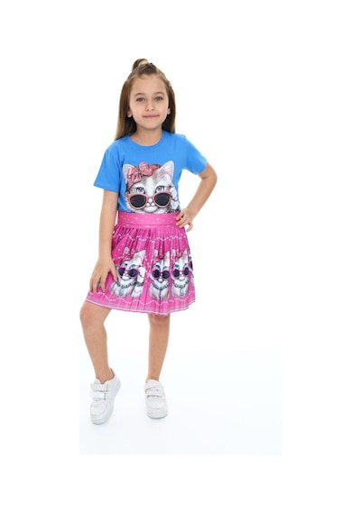 My Kids Wear Sevimli Kedi Etek Tişört Kahverengi - Leopar