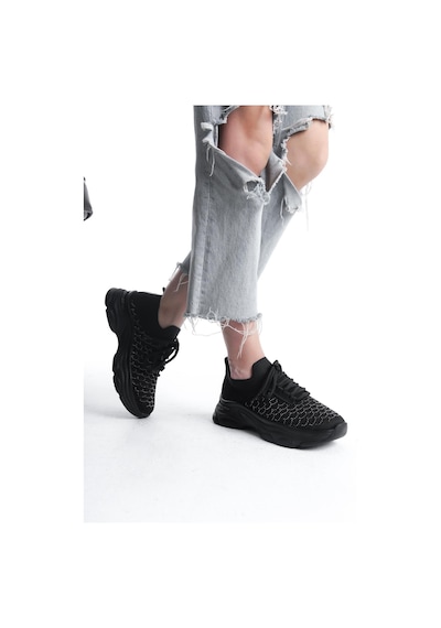 Kadın Rocco Siyah Triko Taşlı Spor Ayakkabı & Sneaker Siyah