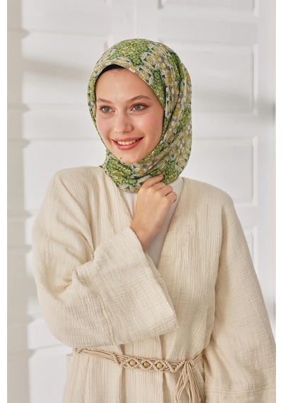 Silk Home Soft Eşarp 73093-13 Sarı, Yeşil, Fıstık Yeşili, Ekru