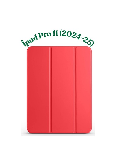 Fuchsia İpad Pro 11" M4 - 2024 İle Uyumlu Smart Cover Kalemlik Bölmeli Standlı Tablet Kılıfı Kapaklı Kılıf