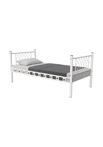 Argimo Metis Tek Kişilik Metal Beyaz Karyola 90x190