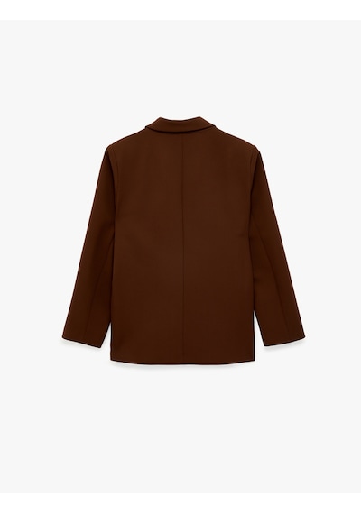 Koton Cep Detaylı Düğmeli Kruvaze Yaka Oversize Blazer Ceket Kahverengi 6sak50061uw Kahve