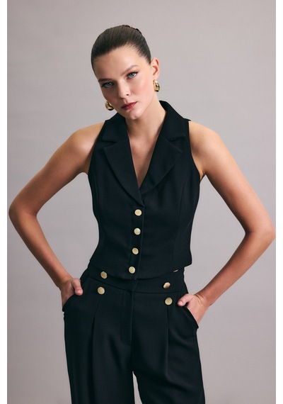 Sateen Eva Yelek - Siyah-136981 Siyah