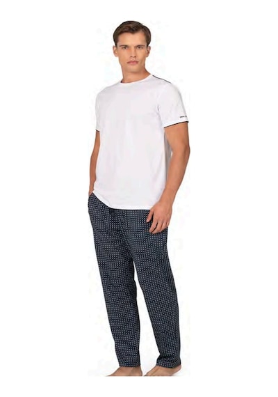 Pierre Cardin 6122 Erkek Kısa Kollu Bisiklet Yaka Pijama Takımı-beyaz