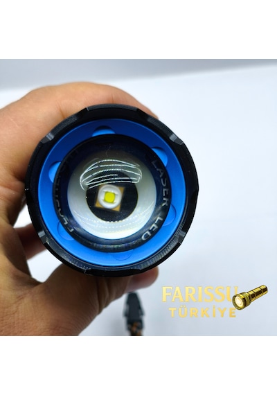 Rt-180 1000 Lümen Yüksek Işık Güçlü El Feneri 50w Lazer Led & 6000mah Dev Batarya Siyah