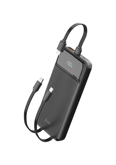 10000mah 22.5w Led Ekranlı Lightning Ve Type-c Kablolu Powerbank Taşınabilir Hızlı Şarj Cihazı Siyah