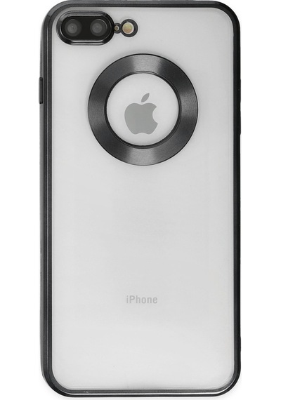 Apple Uyumlu iPhone 7 Plus Yanları Renkli Lens Korumalı Logo Gösteren Şeffaf Luxury Kılıf - Gold