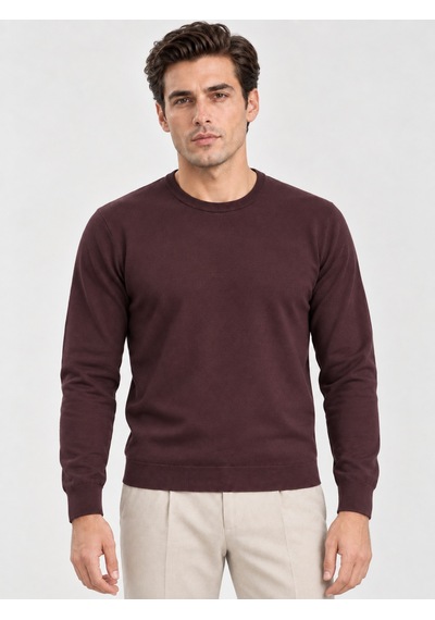 Danger Erkek Basic Triko Kazak Bordo