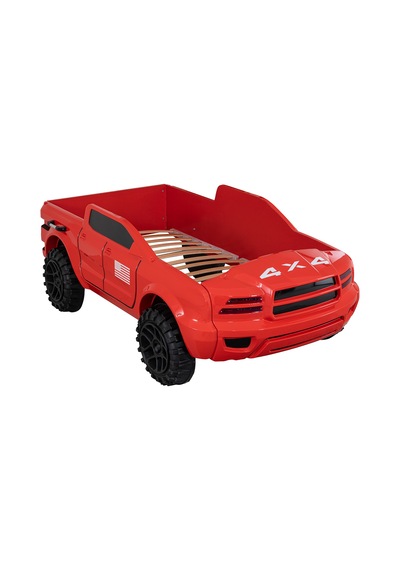Setaymobilya Arabalı Yatak, Pickup Ledli Arabalı Yatak, 100X190 - Kırmızı