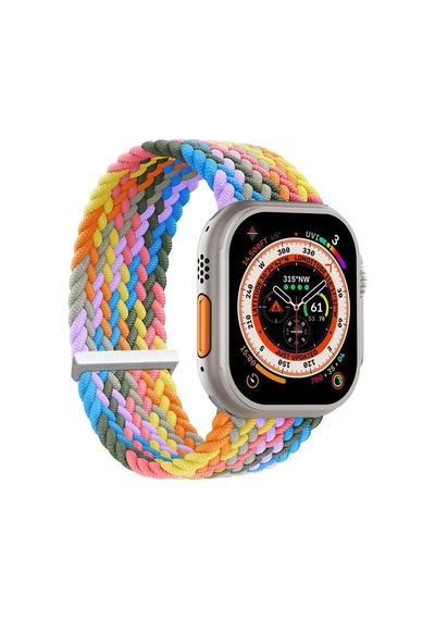 Apple Watch Series 9 45mm İçin Kordon, Large Size, 160mm Knitted Fabric Single Loop Gökkuşağı Watch Series 9 45mm İle Uyumlu Kordon - Gökkuşağı Çok Renkli Apple Watch Series 9 45mm İçin Kordon, Large Size, 160mm Knitted Fabric Single Loop Gökkuşağı Watch Series 9 45mm İle Uyumlu Kordon - Gökkuşağı Çok Renkli