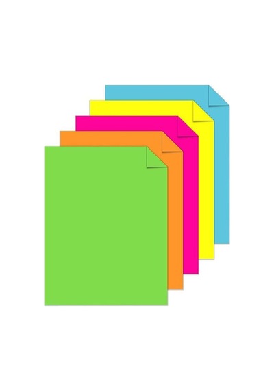 Artlantis Neon Fosforlu Renkli A4 Fotokopi Kağıdı 50 Li 1 Paket 50 Adet Fosforlu 5 Renk Parlak Canlı Renkler Fotokop Genel