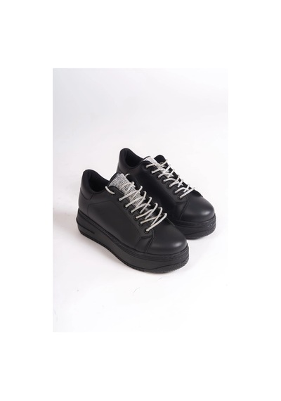 Mevese Luna Sim Detaylı Bağcıklı Kadın Günlük Sneaker Ayakkabı - Siyah