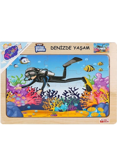 Ony-187-188-189-190 Ahşap Eğitici Puzzle Denizde Yaşam