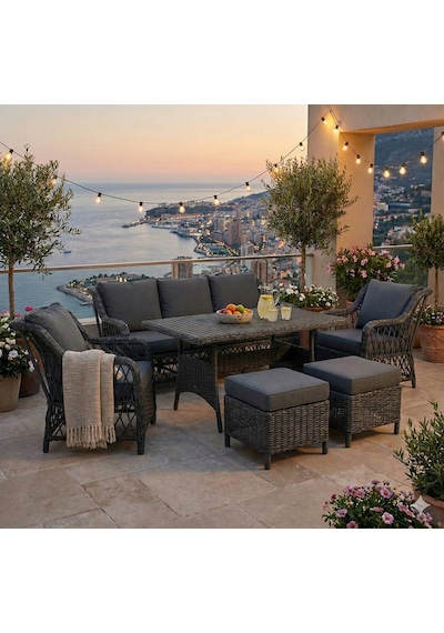 3+1+1 Bahçe Ve Balkon Takımı Masali Antrasit Gri Antrasit