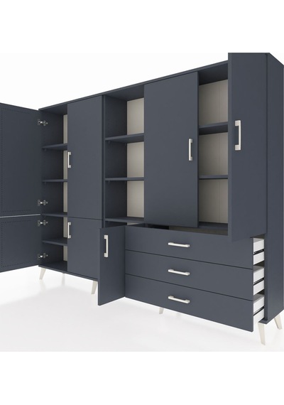 Arges Dolap 11 Raflı 3 Çekmeceli 7 Kapaklı 220x30x163 Antrasit-antrasit Antrasit - Antrasit Arges Dolap 11 Raflı 3 Çekmeceli 7 Kapaklı 220x30x163 Antrasit-antrasit Antrasit - Antrasit