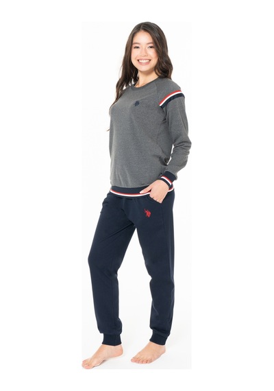 U.S. Polo Assn. Kadın Pamuklu Lisanslı Pijama Takımı 20118 Antrasit Melanj