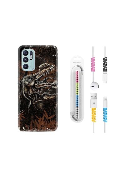 Oppo Reno6 Kılıf Kablo Koruyuculu Jurassic 1705