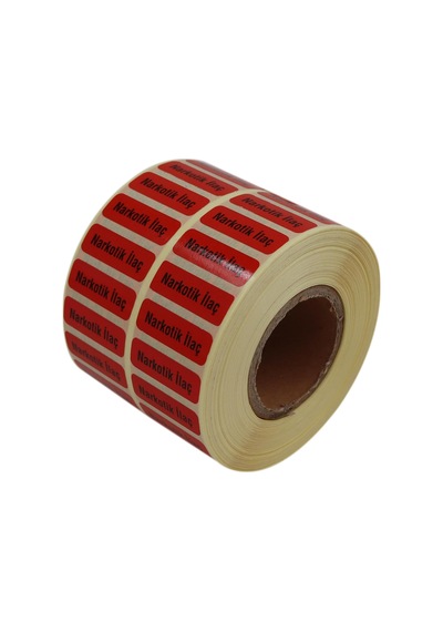 Narkotik İlaç Etiketi 30mm X 10mm 5000 Adet Kuşe Rulo Etiket Çok Renkli