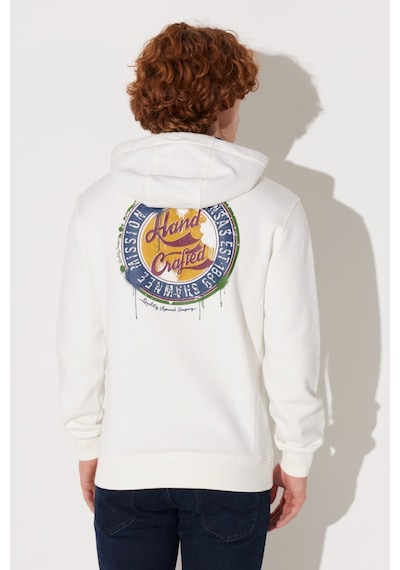 Lee Regular Fit Normal Kesim Kırık Beyaz Erkek Kapüşonlu Sweatshirt L232273102 Beyaz