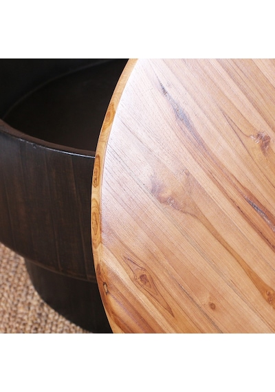 Kivona El Yapımı Teakwood Sehpa & Gizli Saklama 40x76 Cm Siyah-kahverengi