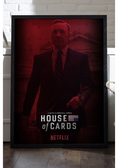 House Of Cards Siyah Ahşap Çerçeveli Poster, Film Duvar Tablosu