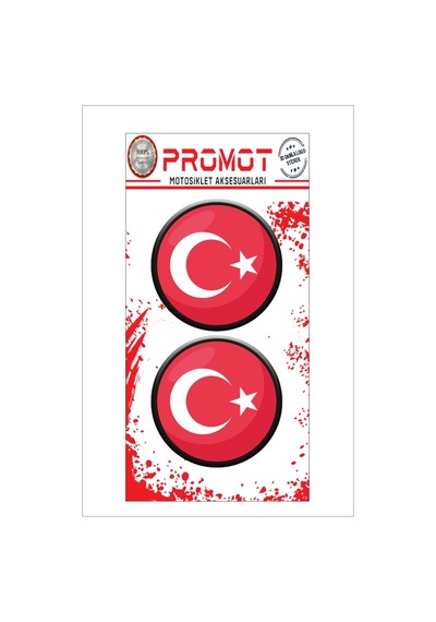 Türk Bayrağı 3d Kabartmalı Damla Logo Sticker 5cm 03