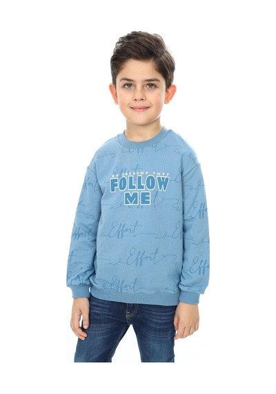 Toontoy Kids Toontoy Erkek Çocuk Follow Me Baskılı Sweatshirt Mavi