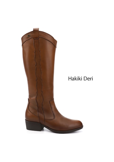 Gönderi(R) Kadın Taba Antik Fermuarlı Kalın Topuklu Hakiki Deri Kovboy Çizme Dkzc61347538 Taba
