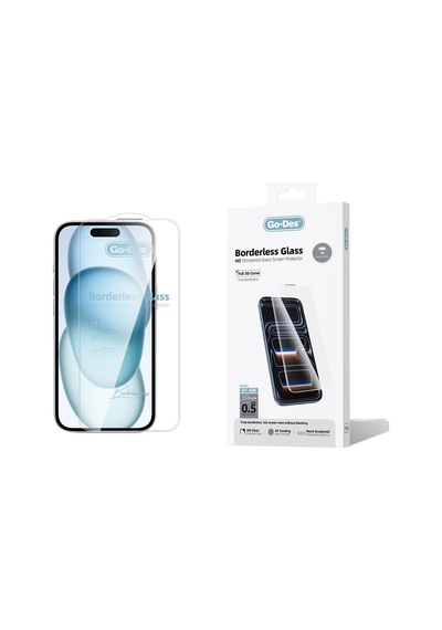 İphone 15 Uyumlu Go Des Borderless Temperli Cam Ekran Koruyucu Şeffaf