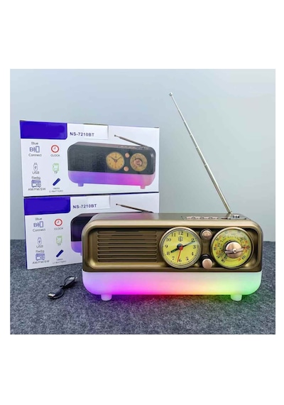 Şarjlı Rgb Nostaljik Radyo Fm/am/sw, Usb, Tf Kart Bluetooth Hoparlör