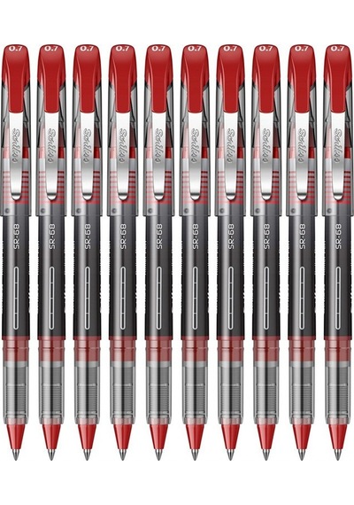 Kırmızı Pilot Kalem Sr-68 Roller Pen 10 Adet Scrikss Pilot Kalem 0.7 Mm Roller Uçlu Pilot Kalem İnce Uçlu Likit Mürekkep Kırmızı