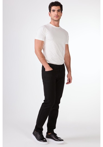 Dufy Siyah 5 Cep Düz Renk Slim Fit Erkek Pantolon Siyah