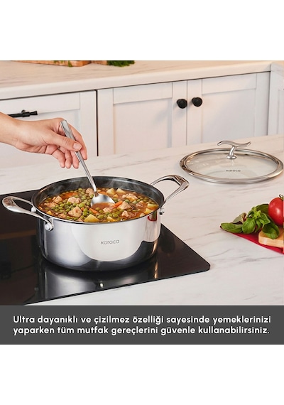 Karaca Plasma Steel 316+ 3Ply Yanmaz Yapışmaz Çelik Tencere 22 cm