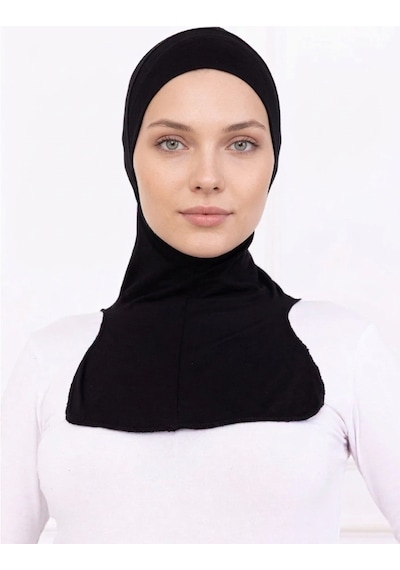 Alivascarf Siyah Ninja Bone Boyunluklu Likralı Sporcu Bonesi Kadın Pratik Tesettür Hijab Başörtü
