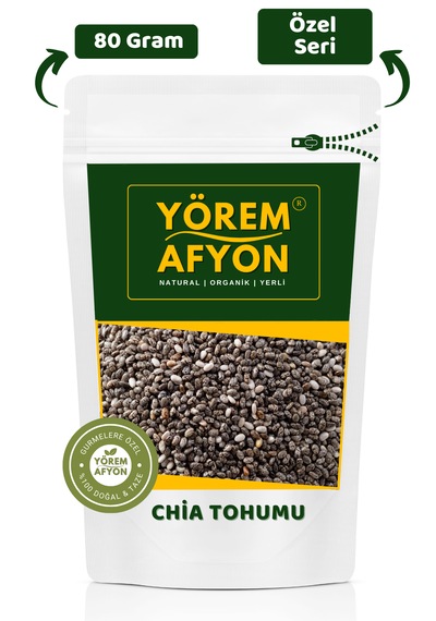 Yörem Afyon Diyetisyen Tavsiyeli Tokk Tutan Yaşamın Enerji Kaynağı Chia Tohumu Salvia Hispanica 80gr.