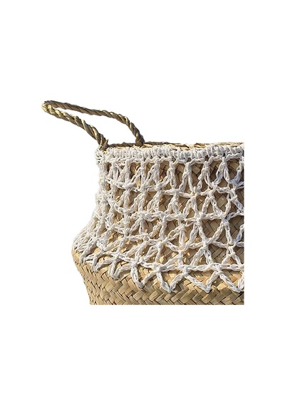 Koçtaş Dantel Detaylı Hasır Sepet 35 x 35 x 28 CM Bej