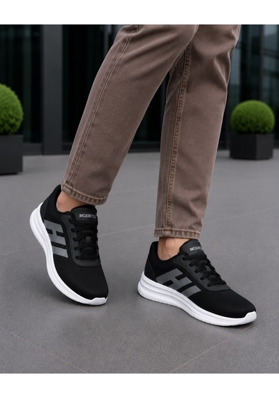 Homiro Fuspedli Poli Taban Günlük Spor Ayakkabı Sneaker Siyah - Füme