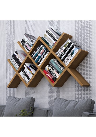 Çapraz Kitaplık Mdf Ceviz
