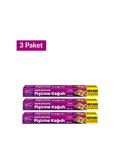 Hazır Kesilmiş Pişirme Kağıdı 16 Lı 42 X 37 Cm Üçlü Set