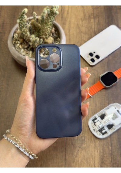 Apple iPhone 13 Pro Uyumlu Süper İnce Mat Ultra Thin Silikon Kılıf Lacivert