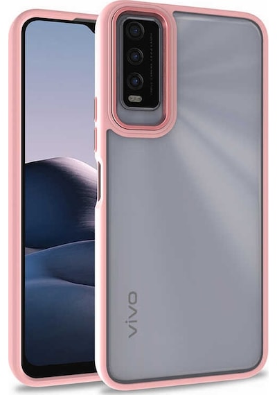 Vivo Y20S Kılıf Renkli Kenar Arkası Şeffaf Flora Silikon Kılıf