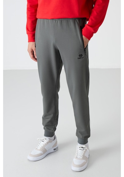 Tommy Life Haki Fermuar Cepli Standart Kalıp Jogger Erkek Eşofman Alt - 84587 Haki