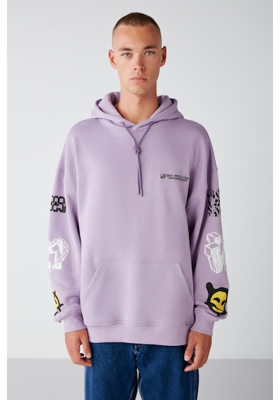Grimelange Smıle Relaxed Oversize Lila  Sweatshirt